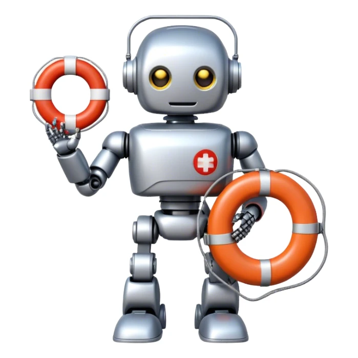 robot with lifebuoy in hand sticker