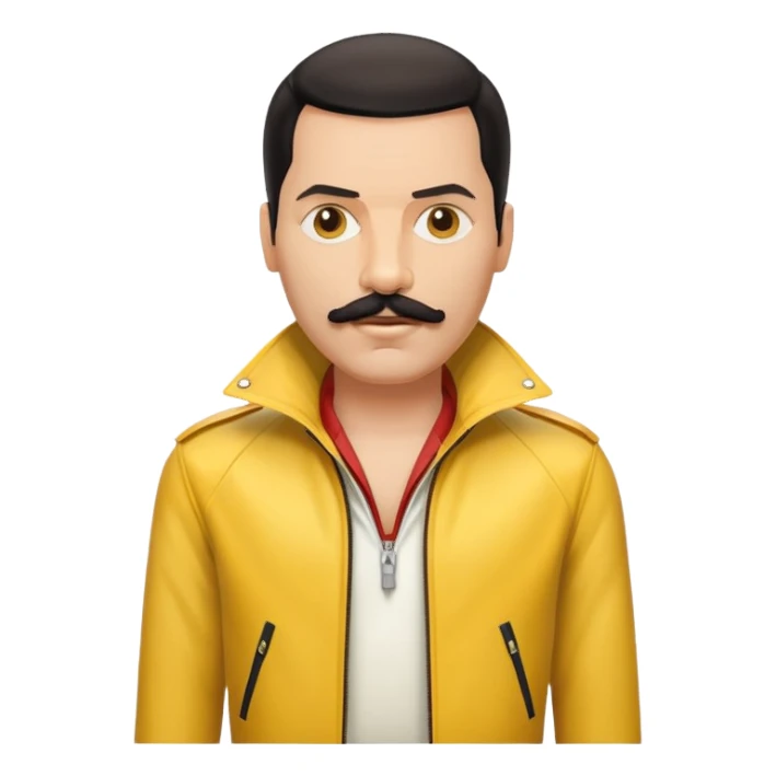 Freddie Mercury with mustache and yellow jacket sticker