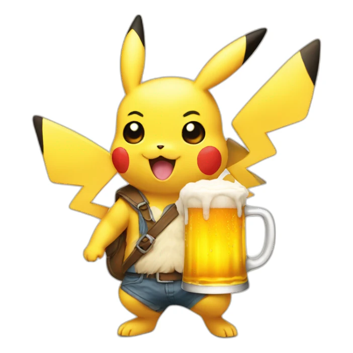 pikachu with beer sticker
