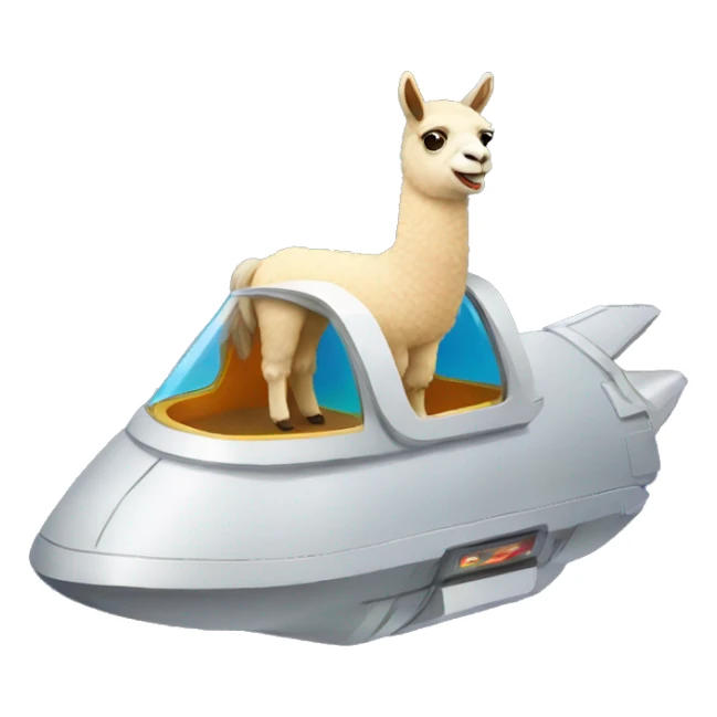 llama in spaceship sticker