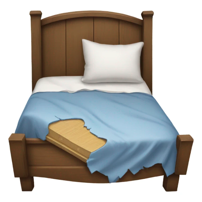 A broken bed sticker