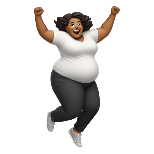 Fat woman jumping  sticker