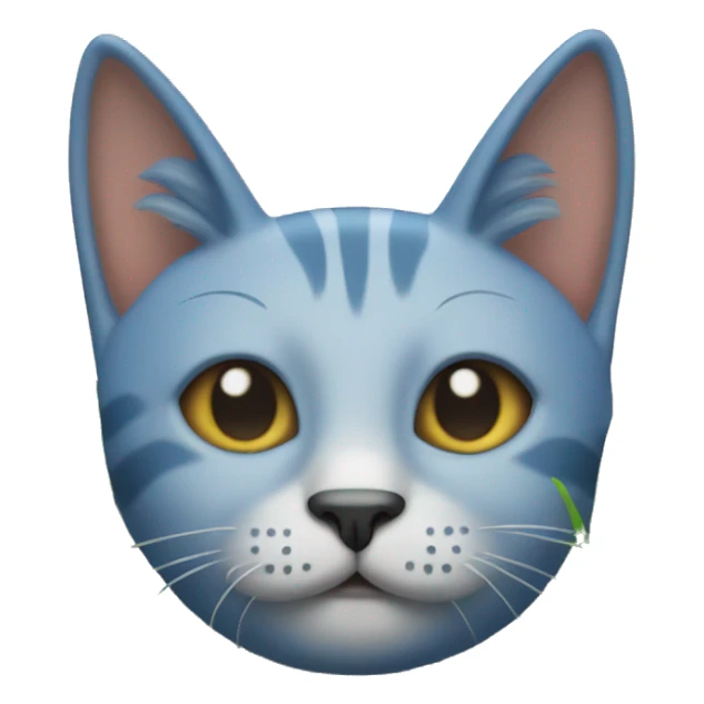 Cat with blue ears grass on floor  sticker