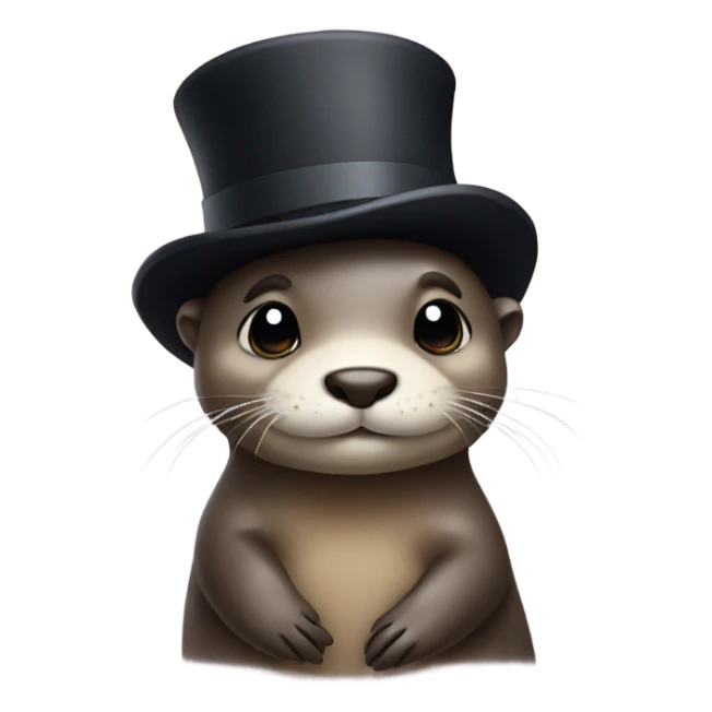 a cute otter with a little top hat sticker