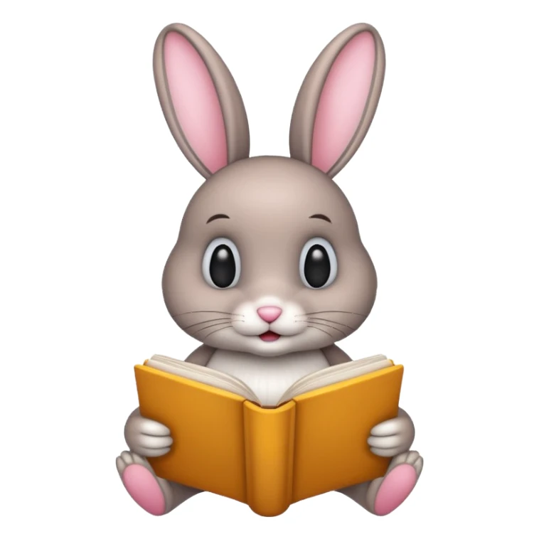 bunny reading book sticker