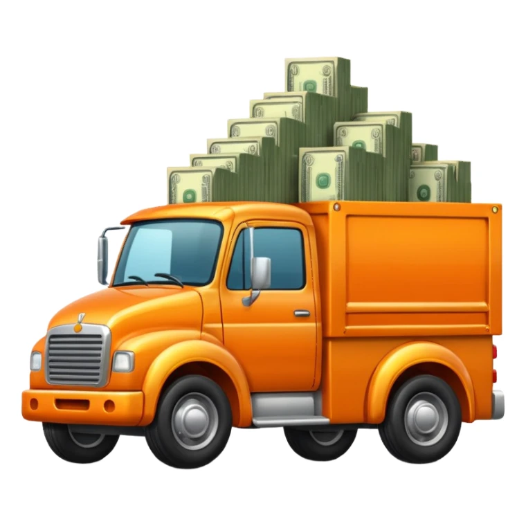 orange truck with money sticker