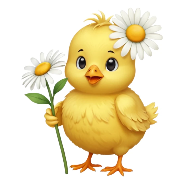 Pollito feliz con flor sticker