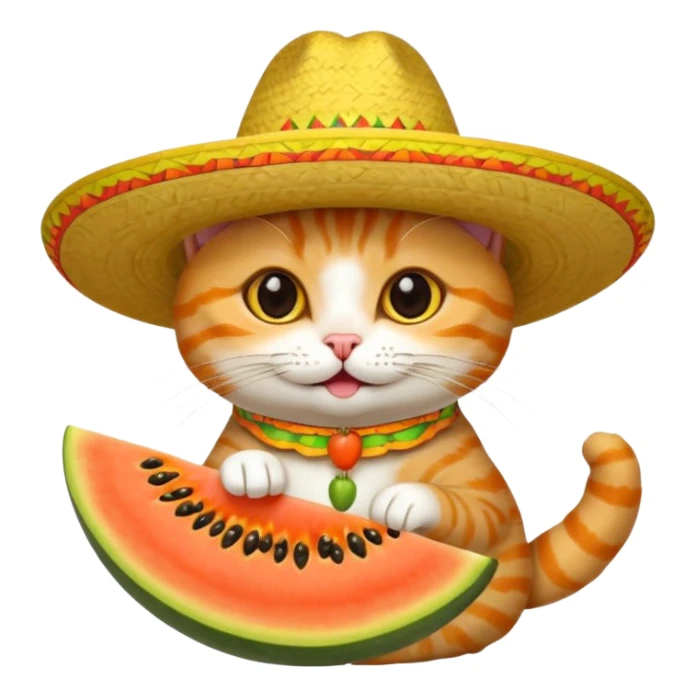 Cat with a sombrero and papaya  sticker