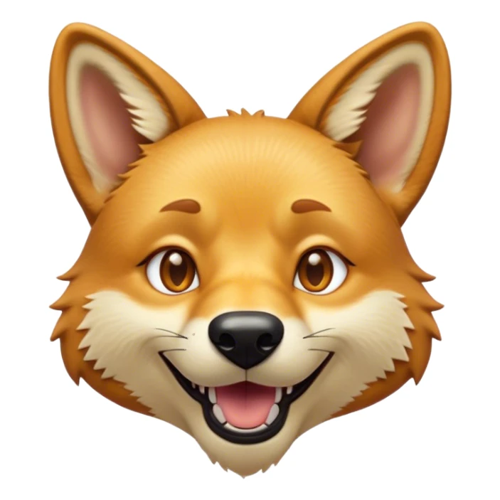 Cinematic Comical Dingo Portrait Emoji, Head tilted dramatically with an exaggeratedly amused expression, featuring a striking sandy fur with wide, expressive amber eyes full of playful disbelief, Simplified yet hilariously expressive features, highly detailed, glowing with a slightly sassy glow, high shine, dramatic yet playful, stylized with an air of cheeky outback mischief, bright and endearing, soft glowing outline, capturing the essence of a spirited and over‐the‐top dingo, so meme‐worthy it feels like it could bark its way into internet fame instantly! sticker