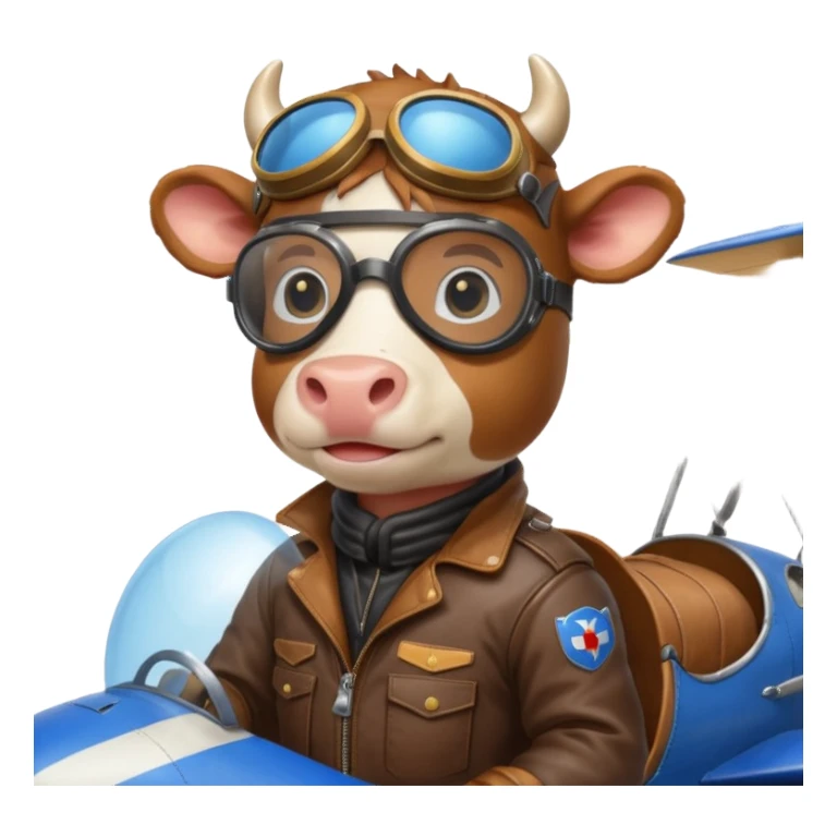  cow pilot riding blue plane sticker