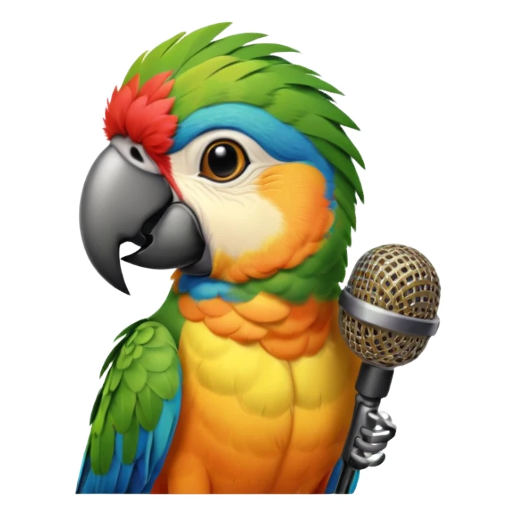 Parrot speaking into mic sticker