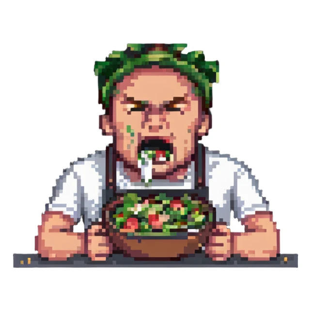 Man spitting out salad, disgusted face sticker