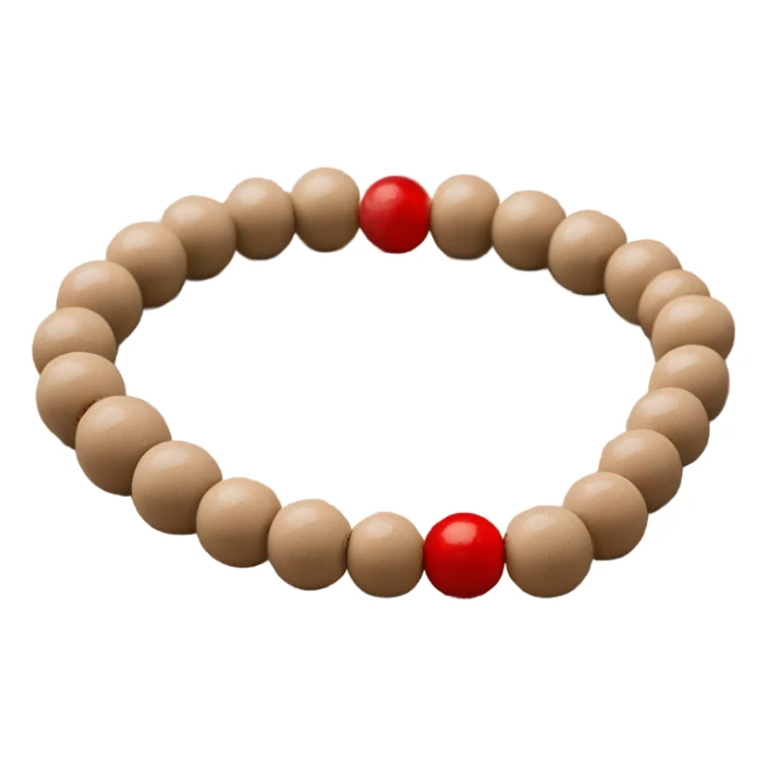 Mala beads beige bracelet with red end sticker