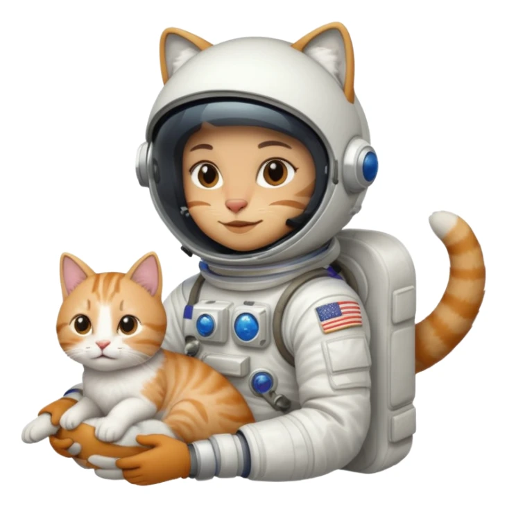 Astronaut with closed helmet rides cat sticker