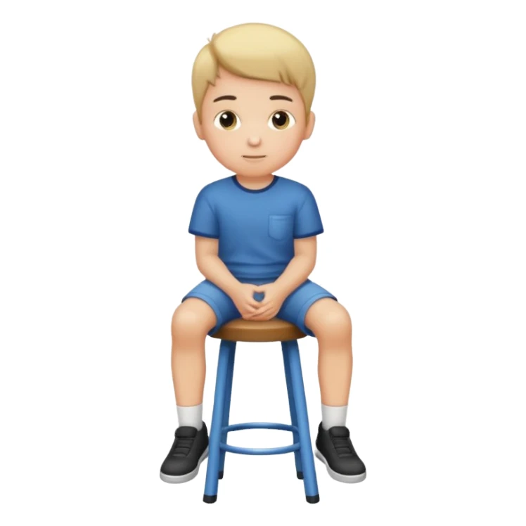 generate a pic from head a boy is sitting on a stool  sticker
