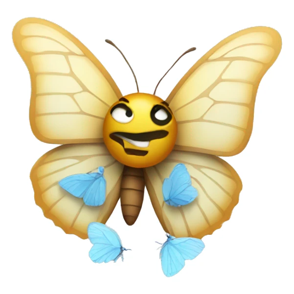 Cold emoji with butterfly wins sticker