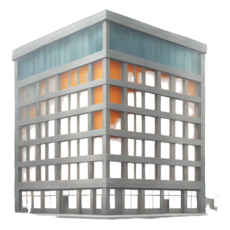 Office building with orange windows sticker