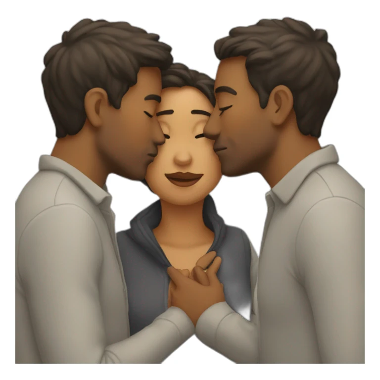 three people kissing sticker