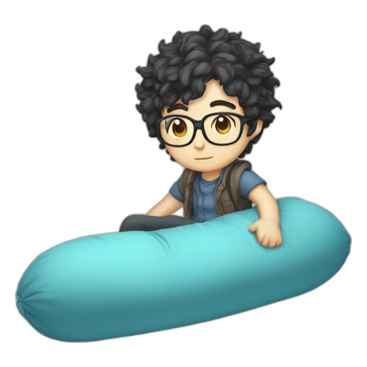 nerd with anime body pillow sticker