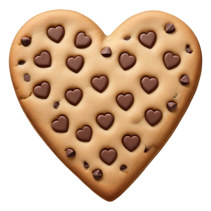 Realistic heart shaped chocolate chip cookie isolated.  sticker