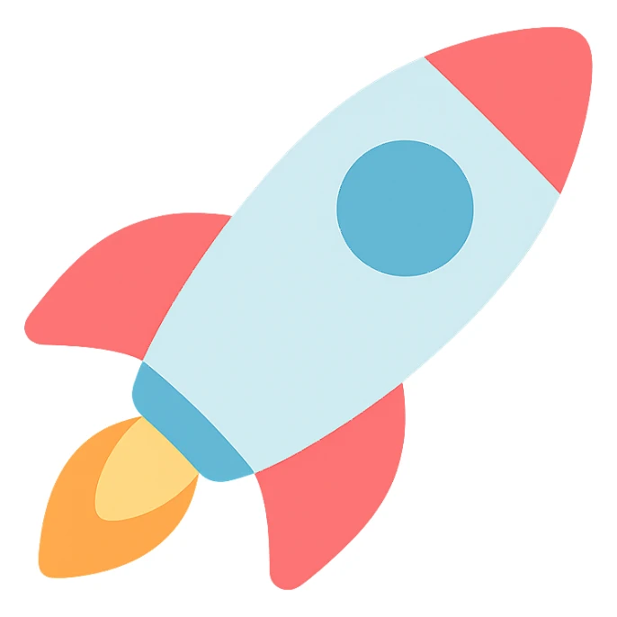 Vector minimalistic icons of rocket sticker