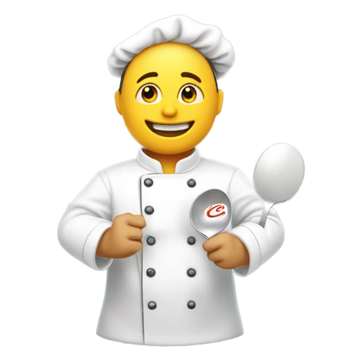 A chef flipping eggs with CWC logo sticker