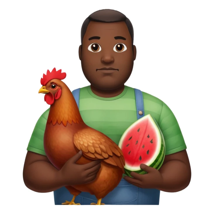 Big black man holding chicken and watermelon sticker