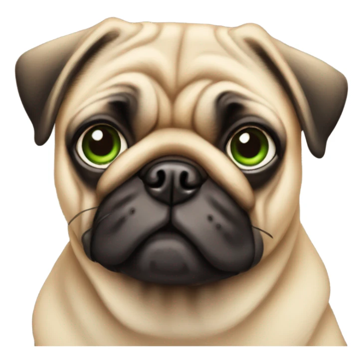 Tan pug with green eyes sticker