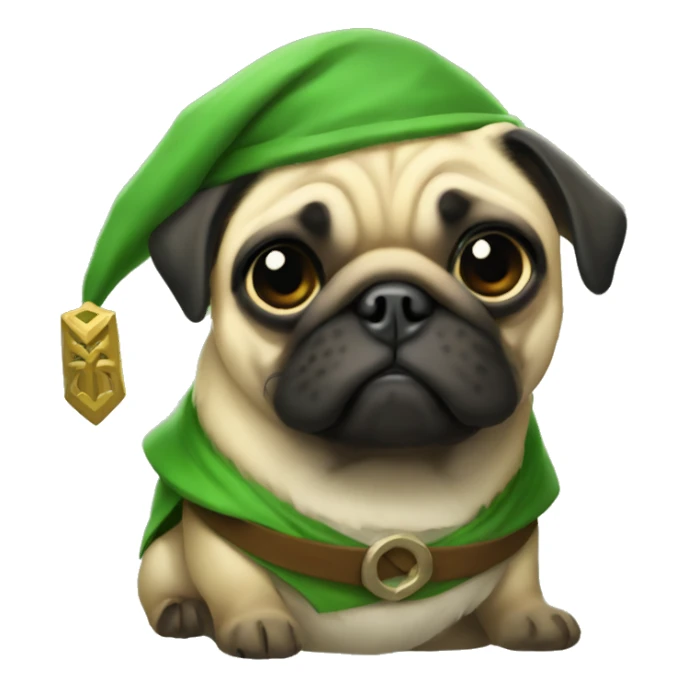 Pug dressed as link from Zelda sticker