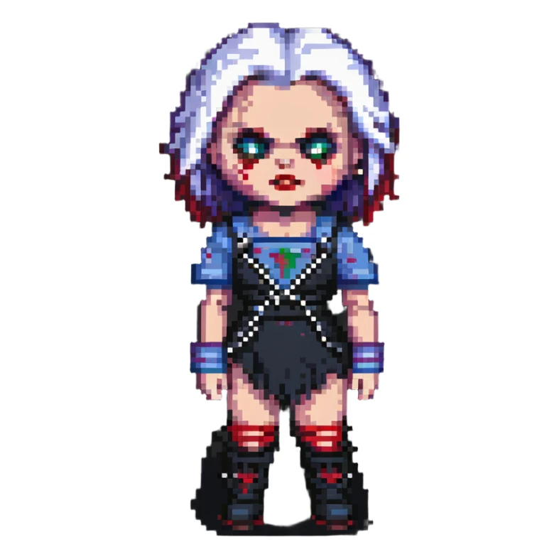 Chucky's bride in pixel art style sticker