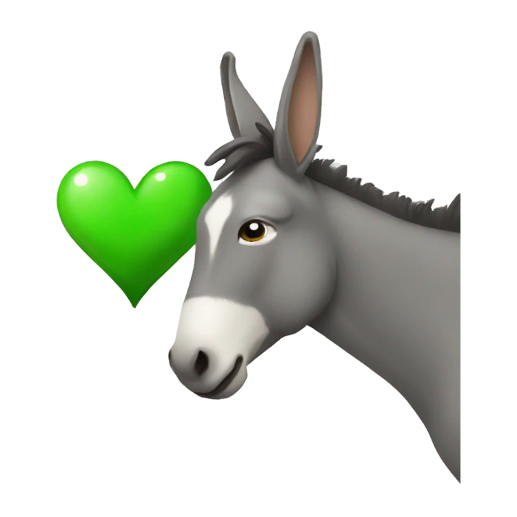 donkey holding a green heart  sticker