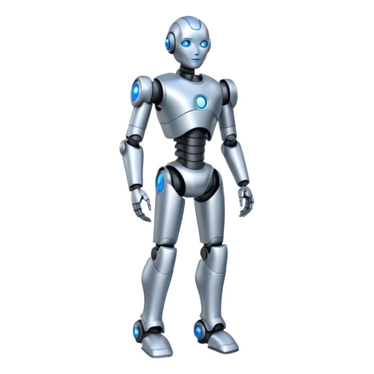 Robots Humanoid – Silver android with glowing eyes, human shape, full body sticker