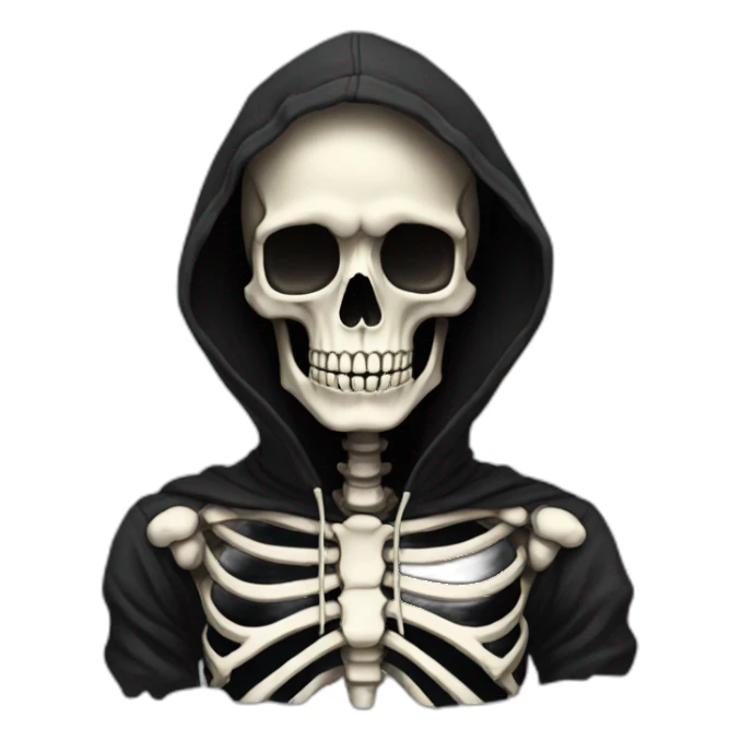 skeleton in black hoodie cool sticker