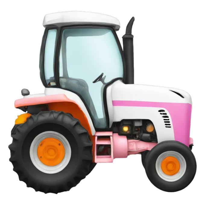 White, pink, orange farm tractor  sticker