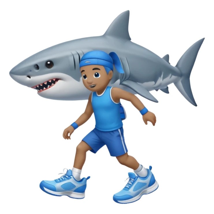 A shark with 2 tenis shoes blues sticker