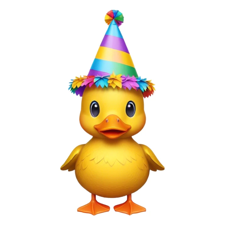 Duck pinata wearing birthday hat  sticker
