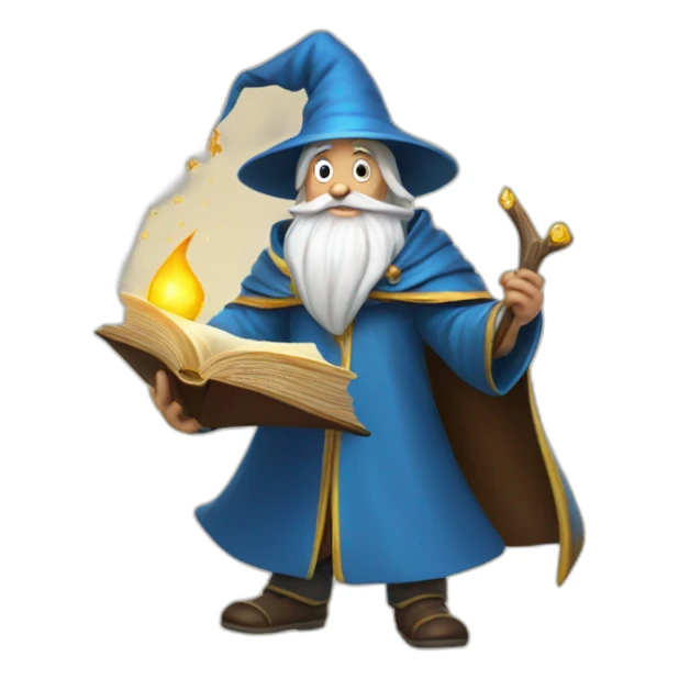 wizard with a magical book sticker