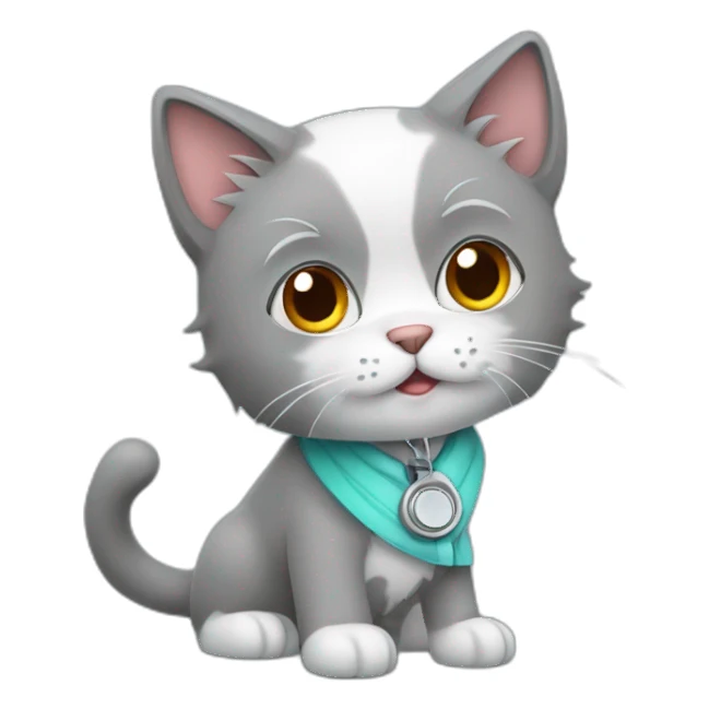 grey fluffy cat-vet treating a dog sticker