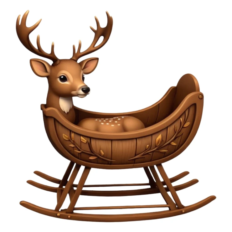 noel wood cradle with deer sticker