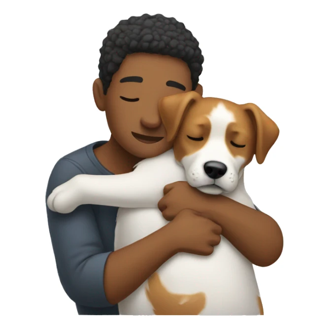 person cuddling a dog sticker
