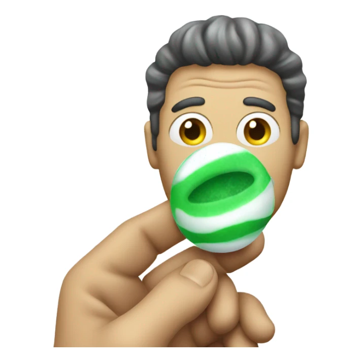 A creepy guy with a breath mint sticker