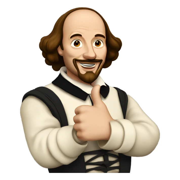 William Shakespeare with one thumbs up sticker