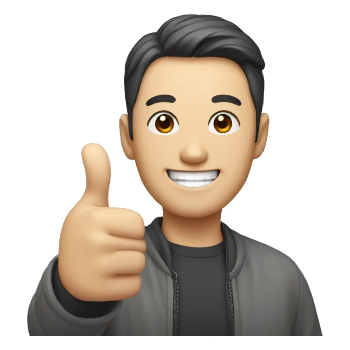 Smiling Korean Man shows thumbs up sticker