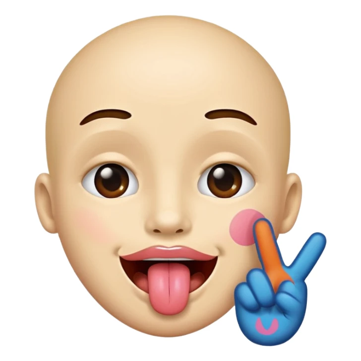 Use 😜 and put✌️on the tongue sticker