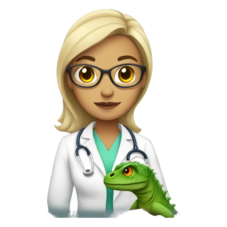 female doctor with lizard sticker