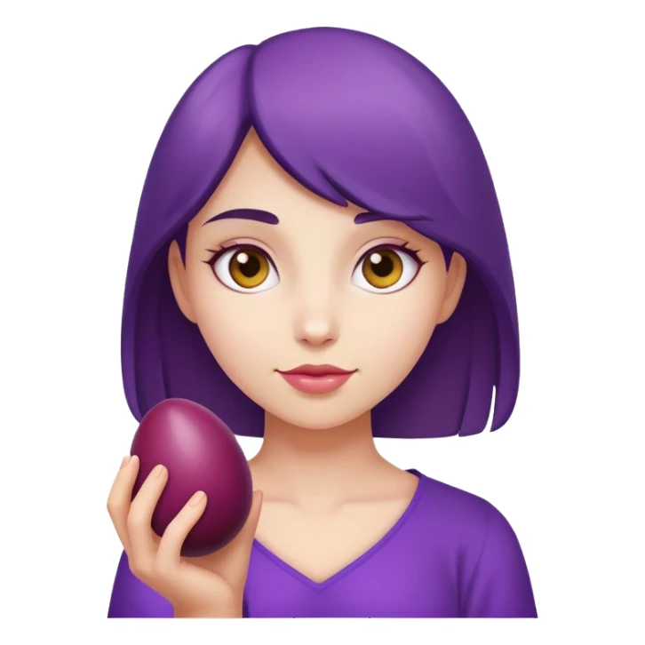 Girl holding a egg plum sticker