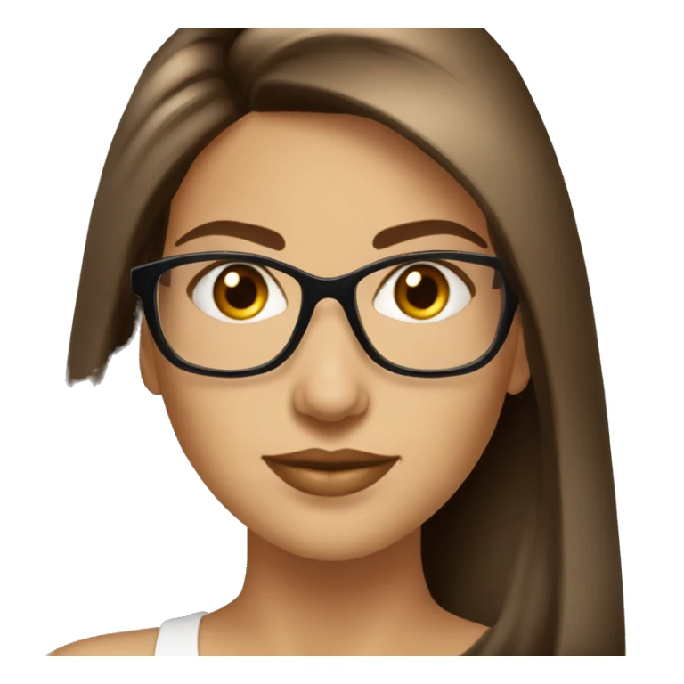 Femme  cheveux lisse long brun lunette sticker