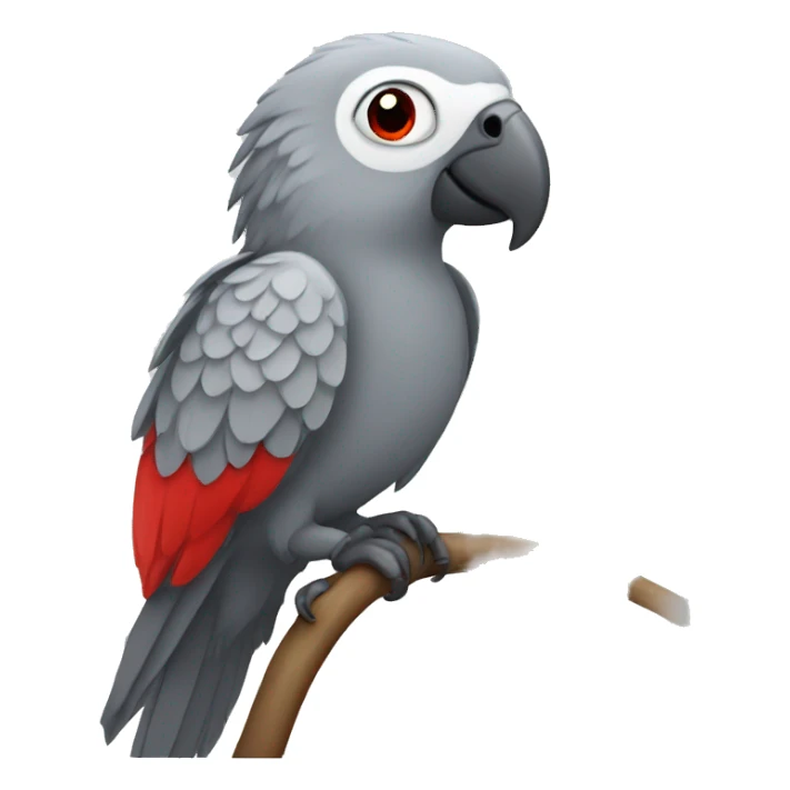 Gray parrot with one red on his ass sticker