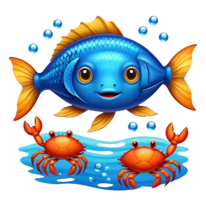 live fish and crabs sticker