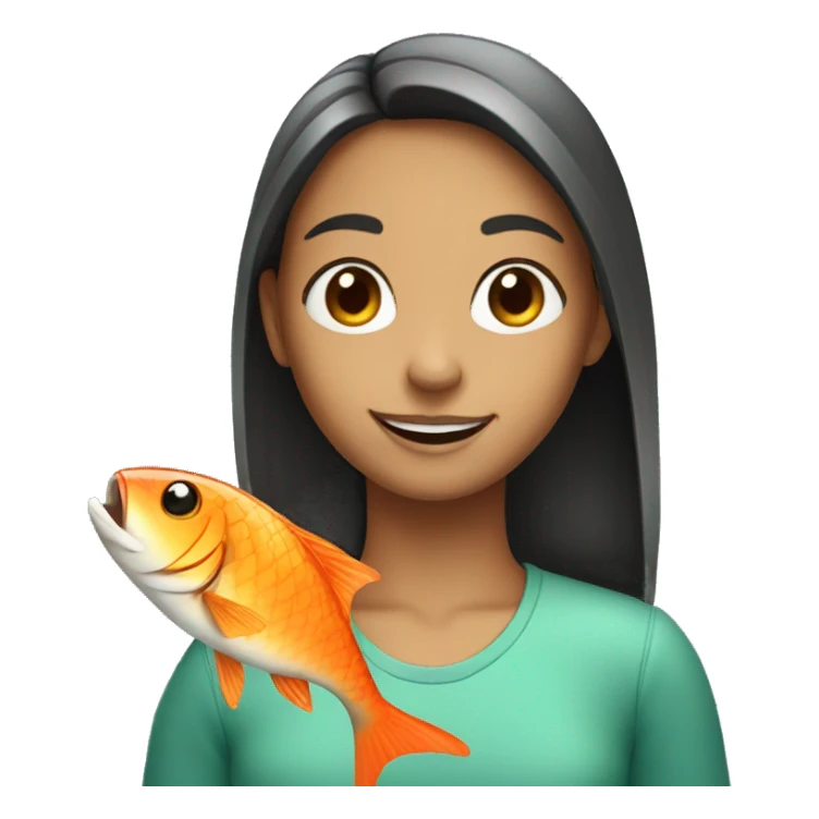 smiling girl with fish sticker